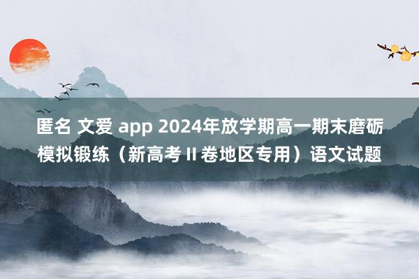 匿名 文爱 app 2024年放学期高一期末磨砺模拟锻练（新高考Ⅱ卷地区专用）语文试题