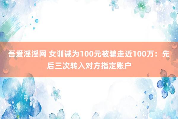 吾爱淫淫网 女训诫为100元被骗走近100万：先后三次转入对方指定账户