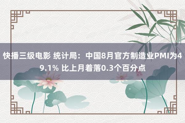 快播三级电影 统计局：中国8月官方制造业PMI为49.1% 比上月着落0.3个百分点