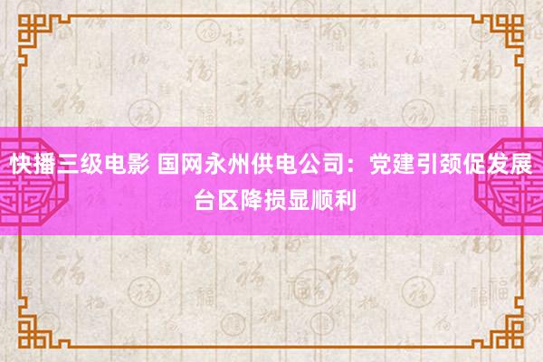 快播三级电影 国网永州供电公司：党建引颈促发展 台区降损显顺利