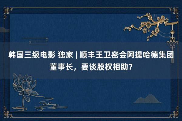 韩国三级电影 独家 | 顺丰王卫密会阿提哈德集团董事长，要谈股权相助？