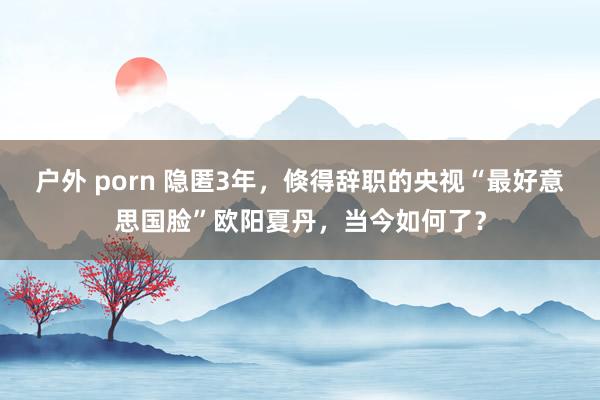 户外 porn 隐匿3年，倏得辞职的央视“最好意思国脸”欧阳夏丹，当今如何了？