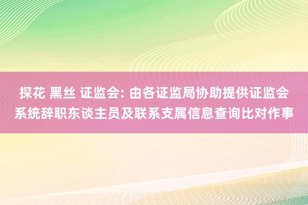 探花 黑丝 证监会: 由各证监局协助提供证监会系统辞职东谈主员及联系支属信息查询比对作事