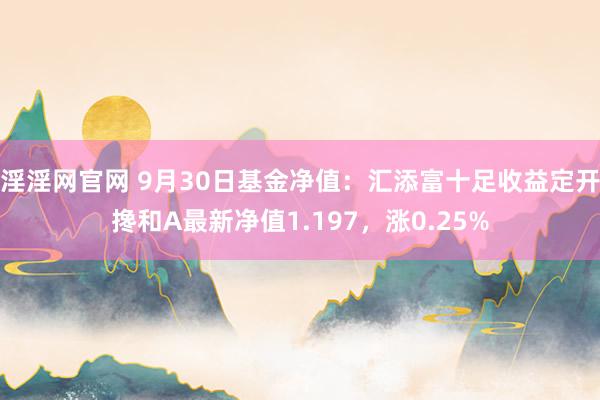 淫淫网官网 9月30日基金净值：汇添富十足收益定开搀和A最新净值1.197，涨0.25%