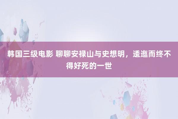 韩国三级电影 聊聊安禄山与史想明，逶迤而终不得好死的一世