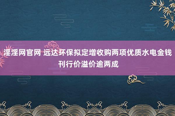 淫淫网官网 远达环保拟定增收购两项优质水电金钱 刊行价溢价逾两成