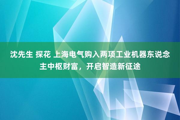 沈先生 探花 上海电气购入两项工业机器东说念主中枢财富，开启智造新征途