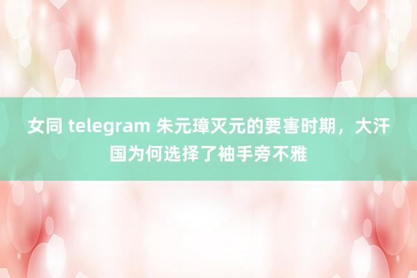 女同 telegram 朱元璋灭元的要害时期，大汗国为何选择了袖手旁不雅