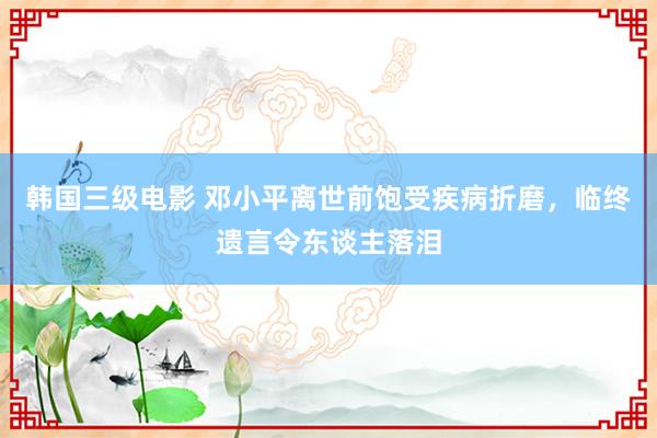 韩国三级电影 邓小平离世前饱受疾病折磨，临终遗言令东谈主落泪