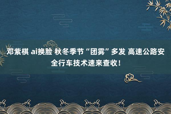 邓紫棋 ai换脸 秋冬季节“团雾”多发 高速公路安全行车技术速来查收！