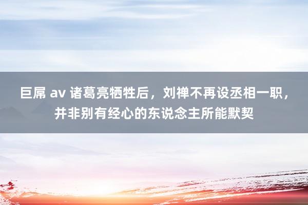 巨屌 av 诸葛亮牺牲后，刘禅不再设丞相一职，并非别有经心的东说念主所能默契