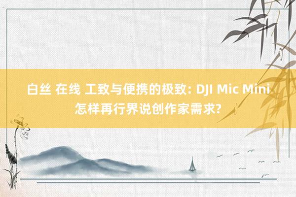 白丝 在线 工致与便携的极致: DJI Mic Mini怎样再行界说创作家需求?