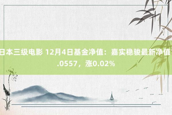 日本三级电影 12月4日基金净值：嘉实稳骏最新净值1.0557，涨0.02%