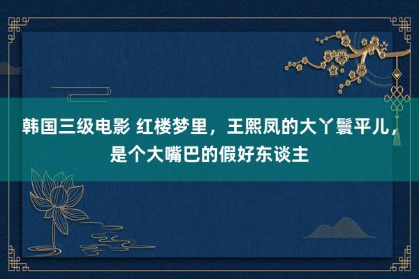 韩国三级电影 红楼梦里，王熙凤的大丫鬟平儿，是个大嘴巴的假好东谈主