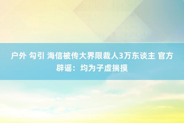 户外 勾引 海信被传大界限裁人3万东谈主 官方辟谣：均为子虚揣摸