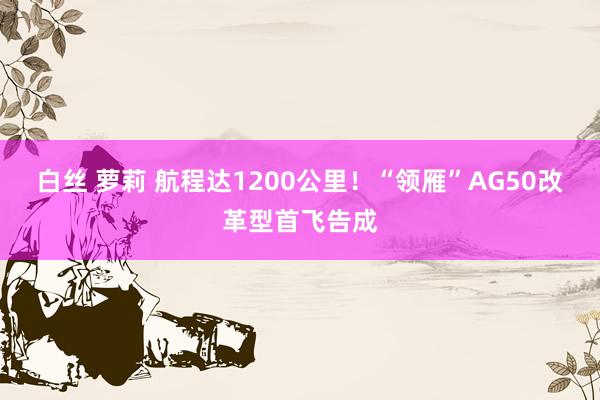 白丝 萝莉 航程达1200公里！“领雁”AG50改革型首飞告成