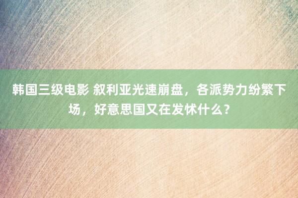 韩国三级电影 叙利亚光速崩盘，各派势力纷繁下场，好意思国又在发怵什么？