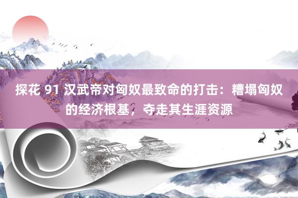 探花 91 汉武帝对匈奴最致命的打击：糟塌匈奴的经济根基，夺走其生涯资源