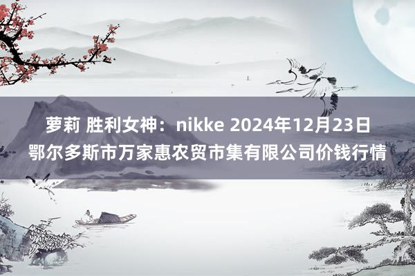 萝莉 胜利女神：nikke 2024年12月23日鄂尔多斯市万家惠农贸市集有限公司价钱行情