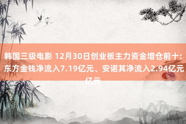 韩国三级电影 12月30日创业板主力资金增仓前十: 东方金钱净流入7.19亿元、安诺其净流入2.94亿元