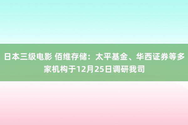 日本三级电影 佰维存储：太平基金、华西证券等多家机构于12月25日调研我司