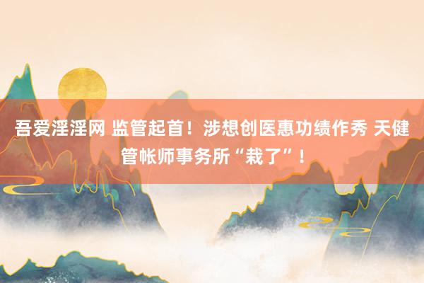 吾爱淫淫网 监管起首！涉想创医惠功绩作秀 天健管帐师事务所“栽了”！