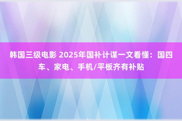 韩国三级电影 2025年国补计谋一文看懂：国四车、家电、手机/平板齐有补贴