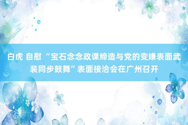 白虎 自慰 “宝石念念政课缔造与党的变嫌表面武装同步鼓舞”表面接洽会在广州召开