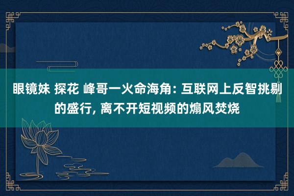 眼镜妹 探花 峰哥一火命海角: 互联网上反智挑剔的盛行， 离不开短视频的煽风焚烧